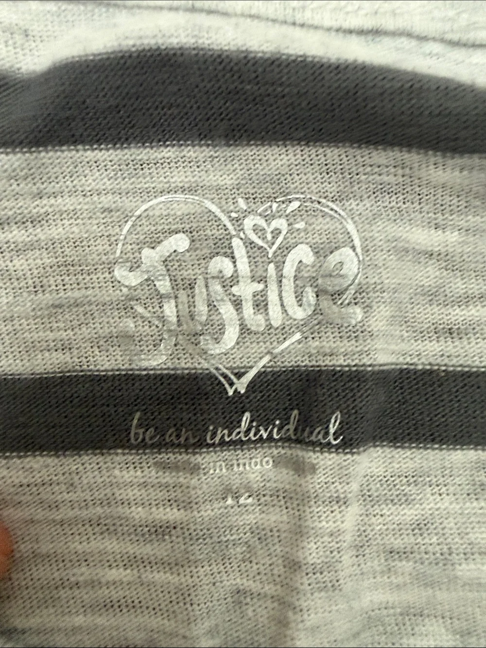 Justice Gray Striped Top with Sequin Accent